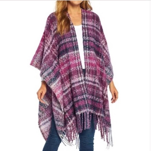 Woolrich Plaid Cozy Blanket Wrap With Fringe Trim OS - Picture 3 of 7